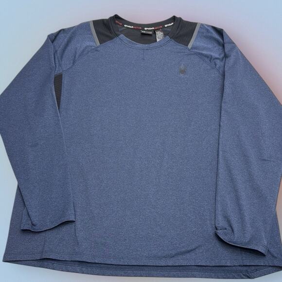 SPYDER Men’s Large Blue Black Long Sleeve Thermal Base Layer Shirt - Picture 3 of 5